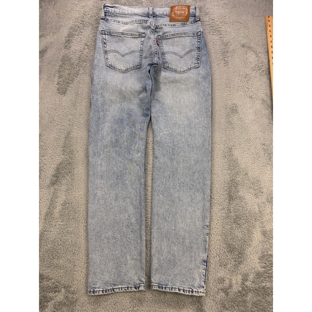 Levis Premium 502 Jeans Men 30x32 Blue Distressed Denim Taper Leg Red Tab - Picture 4 of 11